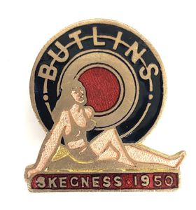 Butlins 1950 Skegness holiday camp girl in swimsuit badge