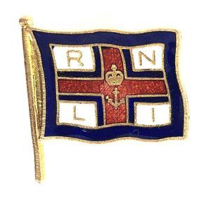 Royal National Lifeboat Institution RNLI gilt & enamel flag badge