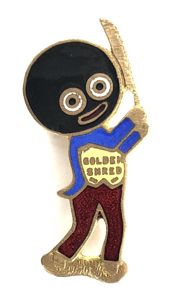 Robertsons Golly cricketer yellow waistcoat advertising badge