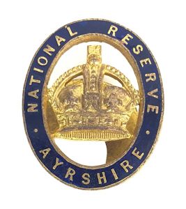 WW1 National Reserve Ayrshire Scottish home front lapel badge