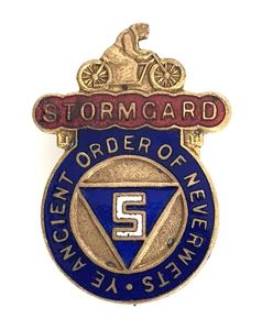 Stormgard waterproof motorcycle clothing advertising badge c.1920s