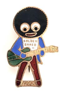 Robertsons Golly guitarist white waistcoat advertising badge R.E.V.Gomm