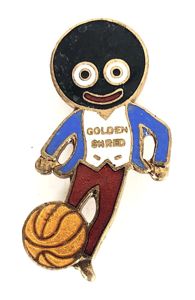 Robertsons Golly footballer white waistcoat advertising badge Fattorini & Sons