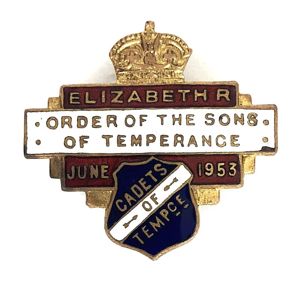 Queen Elizabeth II 1953 Coronation Sons of Temperance badge
