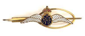 Royal Air Force pilot wing RAF gilt and enamel tie …
