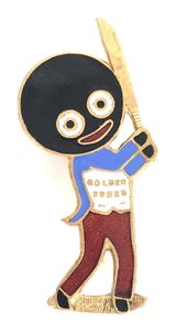 Robertsons Golly cricketer white waistcoat advertising badge Richard Gomm