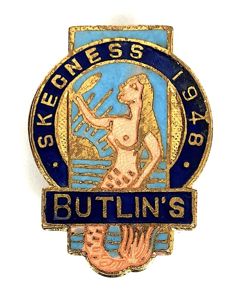 Butlins 1948 Skegness holiday camp pink mermaid badge