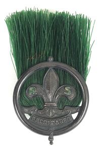Boy Scouts Rover Scout Leader silver hat plume badge