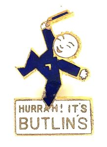 Hurrah It's Butlin's jovial character figure promotional badge