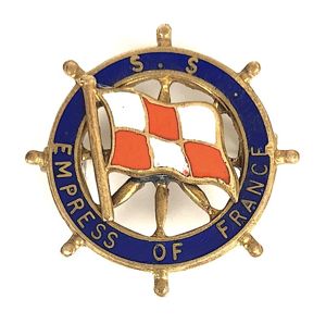 SS Empress of France Canadian Pacific Lines ships wheel badge