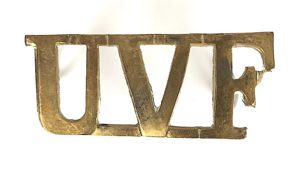 Ulster Volunteer Force UVF brass shoulder title badge