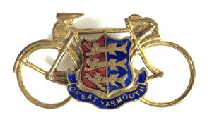 Cyclists Touring Great Yarmouth Norfolk souvenir bicycle badge