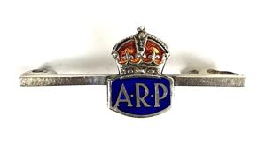 Air Raid Precautions miniature ARP Silver and Enamel Badge