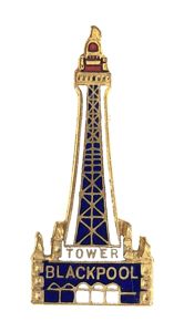Blackpool Tower blue and white enamel souvenir pin badge by …