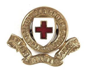 British Red Cross Society hat badge with scarce two loop …