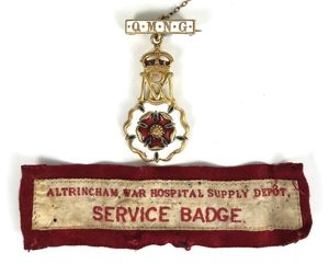 Altrincham War Hospital Supply Depot Service Badge with QMNG war …
