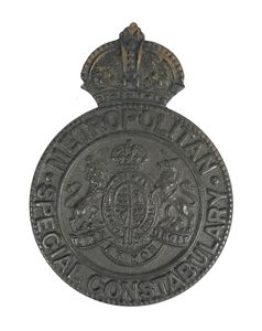 Metropolitan Special Constabulary police cap badge with loops