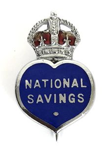 WW2 National Savings heart shape pin badge