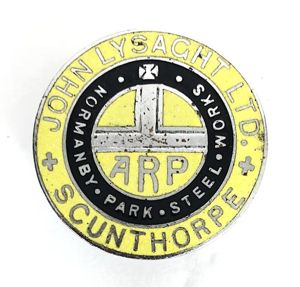 John Lysaght Ltd Scunthorpe ARP air raid precautions badge Lincolnshire