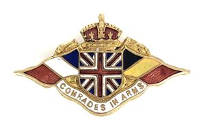 WW1 United We Stand Britain France Belgium patriotic flag badge