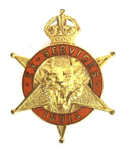 Ex-Services India gilt and enamel numbered membership badge