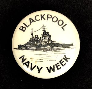 Blackpool Navy Week celluloid tin button badge late c1930's