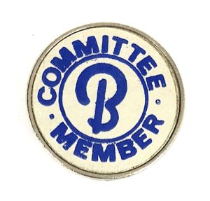 Butlins Committee Member silvered & blue plastic badge