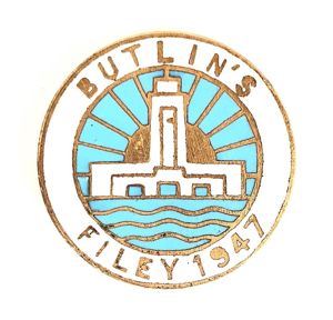 Butlins 1947 Filey Holiday Camp clock tower badge
