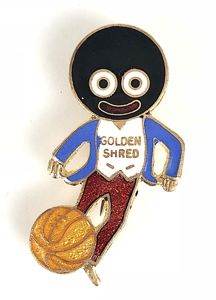 Robertsons Golly footballer white waistcoat advertising badge R.E.V. GOMM