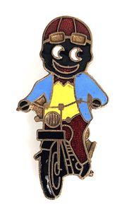 Robertsons 1970s Golly motorcyclist advertising badge