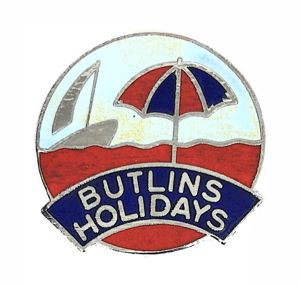 Butlins Holidays Ship Sea Parasol vintage badge