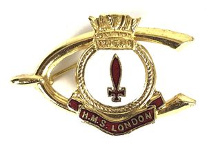 HMS London ships crest lucky wishbone badge