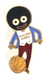 Robertsons Golly footballer white waistcoat advertising badge F&S