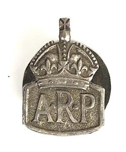 Air Raid Precautions 1940 silver miniature ARP badge William James …