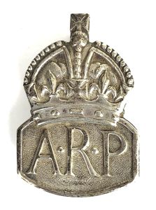 Air Raid Precautions 1936 silver lady warden ARP pin badge