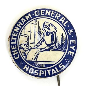 Cheltenham General & Eye Hospitals fundraising tin button badge
