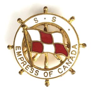 S S Empress of Canada ships wheel pin badge