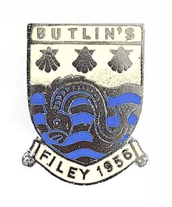 Butlins 1956 Filey holiday camp fish and three shells badge