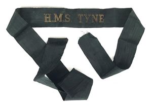 H.M.S. TYNE Royal Navy Cap Tally Ribbon Band 1940 -1972