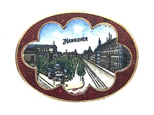 Hannover Georgstrasse Germany hand painted enamel picture badge