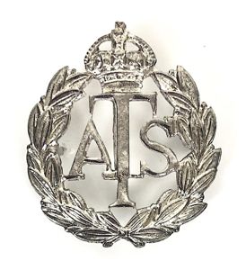 Auxiliary Territorial Service ATS silver plated pin badge Height 40mm.