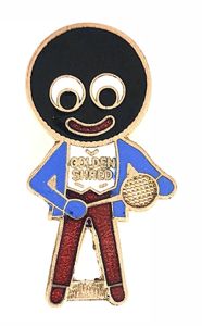 Robertsons Golly tennis player white waistcoat advertising badge R.E.V. Gomm