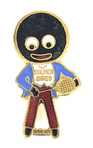 Robertsons Golly tennis player white waistcoat badge by F&S large