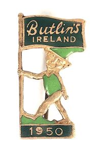 Butlins 1950 Mosney Ireland holiday camp green leprechaun badge