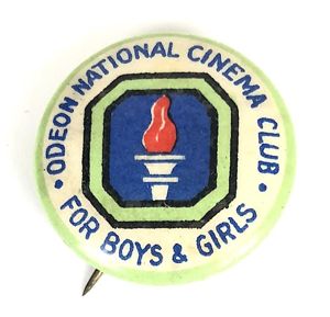 Odeon National Cinema Club For Boys & Girls tin button …