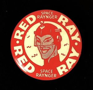 Red Ray Space Raynger Club membership tin button badge