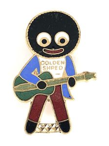 Robertsons Golly guitarist white waistcoat advertising badge Fattorini Black Hands …