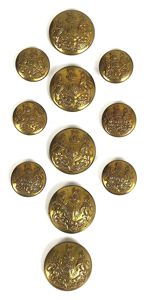 General Service Corps set of 11 brass tunic buttons J.R.Gaunt