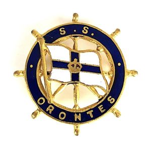 SS Orontes Orient Steam Navigation Company ships wheel badge