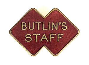 Butlins Holiday Camp Red Overlapping Squares Numbered Staff Badge